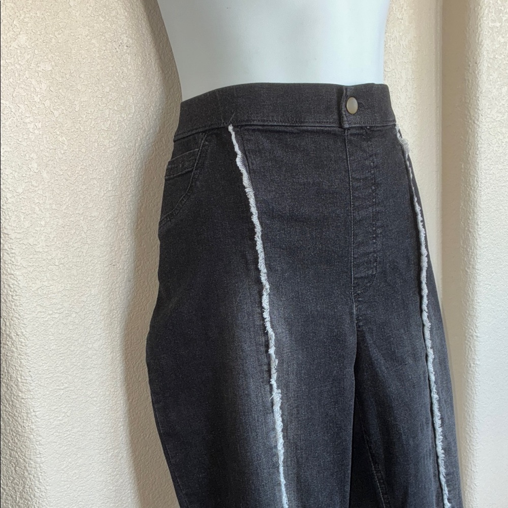ZEZA B Jeans, Black, Fringe, Skinny, High-Waisted, Stretchy, Pull-on. XL - Picture 6 of 17